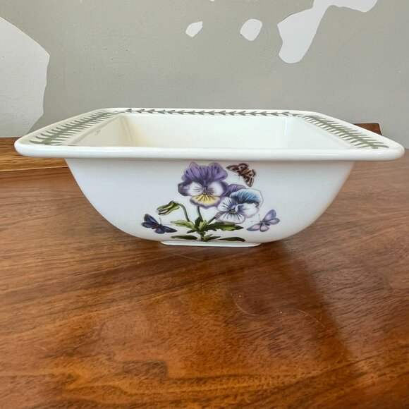 Portmeirion Botanic Garden Pansy 6.5" Square Bowl Cereal Soup Replacement Viola - Picture 7 of 13